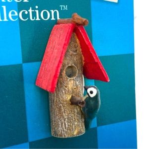 Red Birdhouse Brooch Russ Woodland Winter Collection New Bird Pin